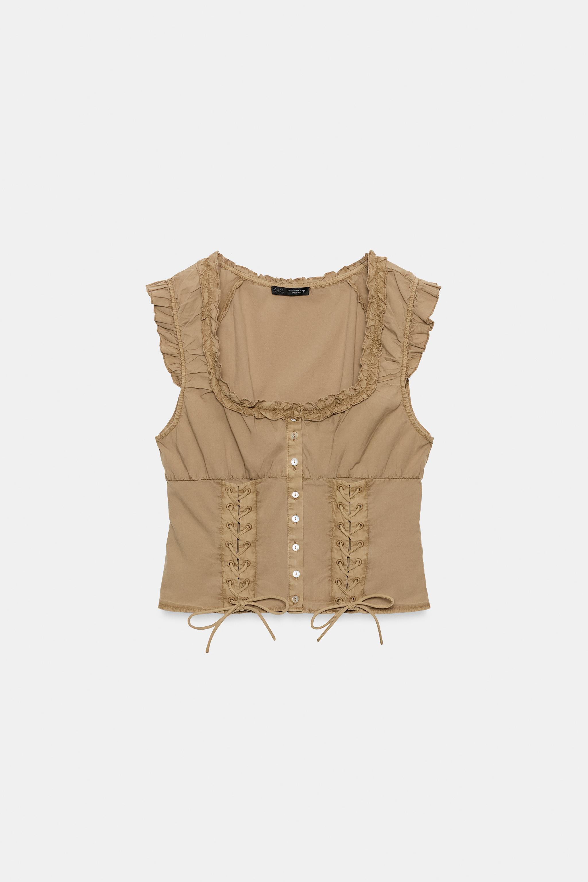 WASHED EFFECT POPLIN TOP